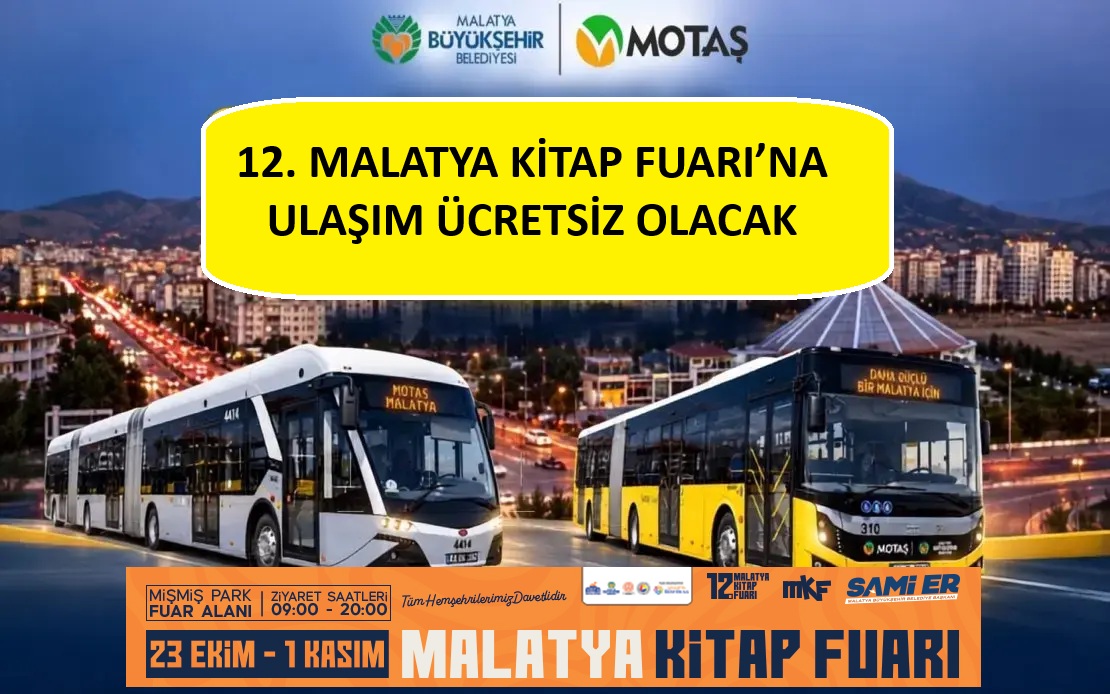 12. Malatya Kitap Fuarı'na  Ulaşım Ücretsiz Olacak